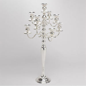 Candélabre de luxe gaufré à 5 bougies, en métal nickelé, décoratif, de haute qualité, fait main, pour la décoration - Product Image 3