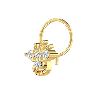 AJRETAIL – Piercing de nez ethnique floral en or 14 carats pour femme, avec diamant naturel 0,12 ct, bijou fin et élégant avec détails dorés - Product Image 4