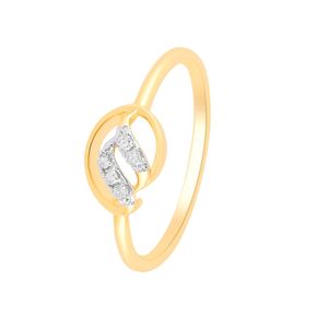 Anillo de oro amarillo de 14 quilates al por mayor con diamantes en forma de hoja, anillo de promesa floral delicado con diamantes redondos de talla brillante, anillo de diamantes auténticos para mujer - Product Image 1