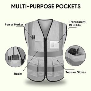 Chaleco de seguridad de tela sólida con tiras reflectantes de alta visibilidad para la industria pesada, ropa de seguridad para supervisores de obras de construcción, profesional - Product Image 2