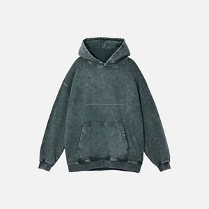 Unisex Oversized 420gsm Pullover Sweatshirts Custom Logo Acid Washed Hoodies for Men No Drawstring Technique-<b>Enzyme</b> Washed - Product Image 3
