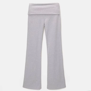 Pantalones de hombre de cintura alta, pierna ancha, elásticos, de punto, casuales, acampanados, transpirables, de peso medio, de algodón y elastano, color gris, para otoño. - Product Image 5