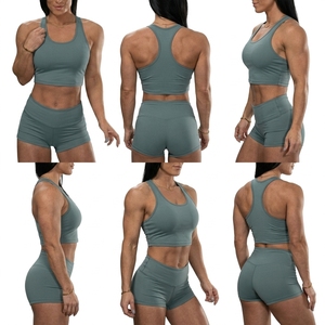 Conjunto Deportivo Transpirable Personalizado para Mujer, Top Deportivo Sin Costuras de Spandex/Nylon y Pantalones Cortos de Cintura Alta, Ropa Deportiva Ajustada, Teñida - Product Image 5