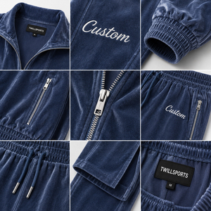 Hot Selling Custom Velour Tracksuit for Women Plus Size Zip-up <b>Embroidery</b> <b>Set</b> Solid Pattern 2 Piece <b>Set</b> Velvet Suit 2026 - Product Image 5
