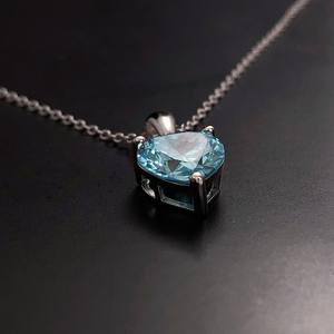 Collar de Plata de Ley con Corazón de Aguamarina, Piedra de Nacimiento de Marzo, Regalo de Cumpleaños, Navidad, 10.º Aniversario para Mujer - Product Image 5