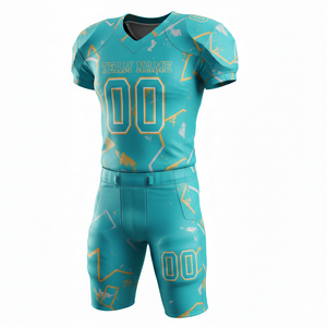 Ensemble de maillot et short de football américain personnalisé, respirant, à séchage rapide, antibactérien, anti-UV, avec position du logo sur le devant - Product Image 3