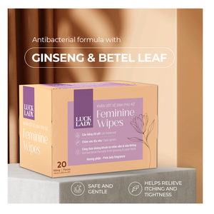 Lingettes intimes féminines Luck Lady, 20 paquets en boîte, emballées individuellement, non tissées, 15x20cm, parfum poudré, biologiques, jetables dans les toilettes - Product Image 1