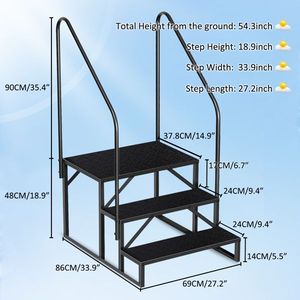 Scaletta per Piscina con Corrimano, Capacità di Carico 300 kg, Superficie Antiscivolo, per Casa Mobile/Camper - Product Image 2