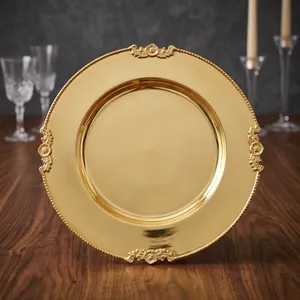 Premium Decorative Metal Charger <b>Plate</b> Durable Serving <b>Plate</b> for Wedding Table Decoration, Dining Display Home and Party Center - Product Image 1