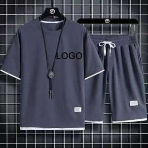 Ensemble chemise et short décontracté pour homme, tendance, en tricot uni respirant, idéal pour l'été et la plage - Product Image 2