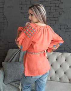 เสื้อผู้หญิงคุณภาพสูง คอวี แขนสั้น สีส้ม สไตล์ลำลอง ผ้าป๊อปลิน 100% ผ้าฝ้าย ซักได้ ทรงปกติ เหมาะสำหรับชีวิตประจำวัน - Product Image 2