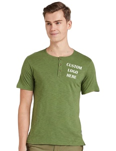 T-shirt personnalisé 100% Premium pur coton vert classique manches courtes bouton style t-shirt été décontracté haute qualité hommes t-shirts - Product Image 1