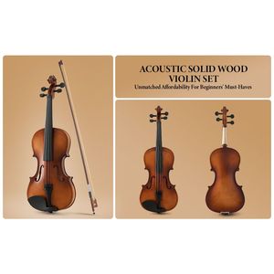 Set Violino Professionale 4/4 Dimensione Intera, Durevole e Leggero con Suono Ricco e Stabile, Finitura Liscia e Accessori Completi - Product Image 2