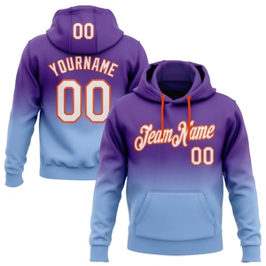 Sudadera con Capucha de Moda, Diseño Nuevo, Personalizada, con Degradado de Morado, Blanco, Azul Claro y Naranja, Venta al Por Mayor Directa de Fábrica - Product Image 1