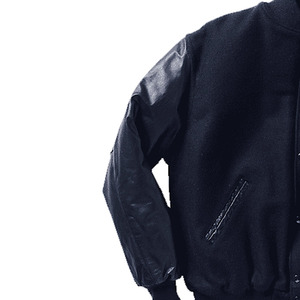 Veste varsity en laine pour homme avec lettre N brodée sur le devant, manches en cuir noir, style preppy, manteau d'hiver - Product Image 6
