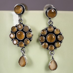 Oxidized Silver Yellow <b>Red</b> Stone Dangle <b>Earrings</b> Wholesale | Indian Handmade Boho <b>Earrings</b> Bulk Supplier | Jewelry Manufacturer - Product Image 4