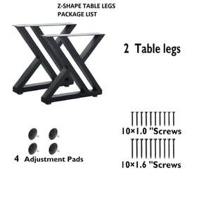 Pieds de table en métal en forme de Z robustes avec patins de nivellement réglables et vis pour tables à manger, tables basses et tables de bureau - Product Image 3