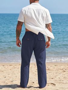 Pantalon en coton pour homme de haute qualité, écologique, léger, respirant, séchage rapide, fermeture à cordon, coupe slim droite, confortable - Product Image 5