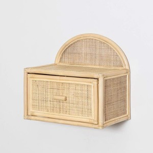 Minimal Rattan Nightstand Kidroom <b>Decor</b> Functional Bedside Table For Storage, Bedroom And Small <b>Space</b> Use - Product Image 2