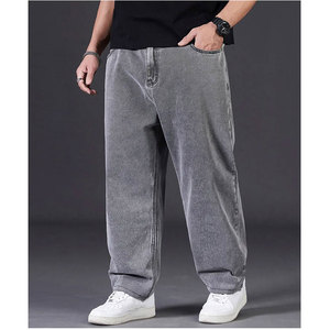 กางเกงยีนส์เดนิมทรงหลวมขากว้างสำหรับผู้ชาย ผ้าฝ้ายทอเนื้อแน่น 100% ทรงเอวกลาง สไตล์วินเทจ ล้างสีแบบ Snow Wash  กันน้ำ เป็นมิตรต่อสิ่งแวดล้อม เหมาะสำหรับใส่ลำลอง - Product Image 1