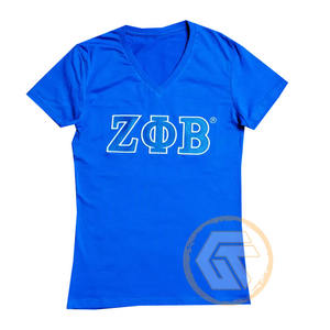 Camiseta de Algodón Personalizada al por Mayor Zeta Phi Beta, Ropa Fina de Sororidad para Mujer, Diseño Estampado de Verano para Fraternidad, Teñido Liso de Alta Calidad - Product Image 1