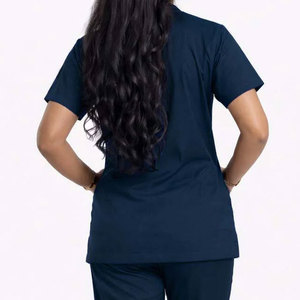 New Arrival Women's Summer Nursing <b>Scrub</b> <b>Tops</b> Slim Fit Short Sleeve Canvas Fabric Custom Color Logo Pockets Design Hospital Use - Product Image 3