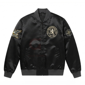 Custom <b>Men</b> or Women's College street <b>jacket</b> Embroidered Satin Baseball fashion <b>Jacket</b> Reversible <b>Bomber</b> High Quality Wholesale - Product Image 2