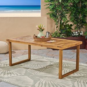 Tavolo da Pranzo da Esterno in Legno di Acacia, 175 cm, Finitura Naturale Sabbiata - Product Image 1
