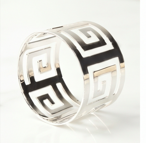<b>Silver</b> Roman Greek Key Metal <b>Napkin</b> Rings Metal Perfect For Round Table Decoration And Home Use - Product Image 1