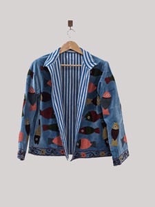 Chaqueta de Terciopelo Bordada a Mano con Cuello Mandarín, Manga Larga, Estampado Animal, Cierre de Cremallera, Blusón de Otoño para Mujer - Product Image 2