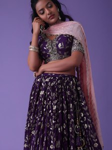 Purple <b>Thai</b> Silk Satin Summer Solid Lehenga Choli Set Sequin Zari Embroidered Women Suit Elegant <b>Wedding</b> Party <b>Dress</b> - Product Image 5