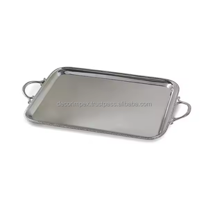 Elegante bandeja de servicio chapada en aluminio hecha a mano de aluminio fundido para fiestas de boda bandeja decorativa para decoración de eventos - Product Image 4