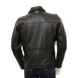 Veste en cuir pour homme, veste de moto à col montant, fabricant OEM, logo personnalisé, veste en cuir pour homme - Product Image 2