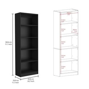 Black Home Office <b>Bookcase</b> with 4 Multi-Tiered Shelves - Product Image 3