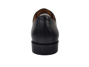 Zapatos Oxford de Vestir para Hombre, Negros, de Piel de Vacuno con Textura de Lagarto, con Cordones, Punta en Pico, para Oficina y Carrera Profesional, Color Sólido, Suela Hecha a Mano, para Todas las Temporadas - Product Image 4