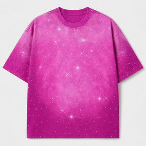 SHY SPORTS |   T-shirt unisexe tendance streetwear à col rond et manches courtes, 100% coton doux et respirant, avec strass tie-dye personnalisés - Product Image 1