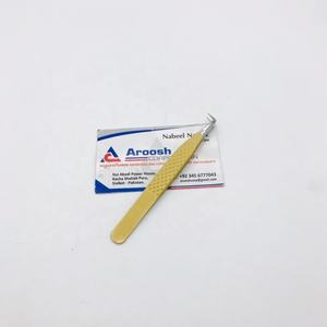 แหนบต่อขนตาสแตนเลสเคลือบสีทองแบบมืออาชีพ90องศาออกแบบโลโก้ได้ตามที่ต้องการด้ามจับทรงเพชรแหลมทนทาน - Product Image 5