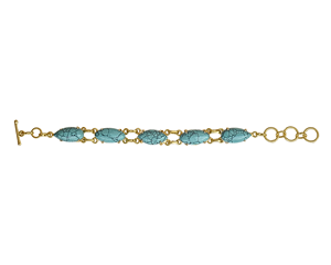 Wholesale Recycled Brass Turquoise Bracelet - 18K Gold Plated Artisan Gemstone Jewelry Manufacturer Classic Style Unisex Jewelry - Product Image 2