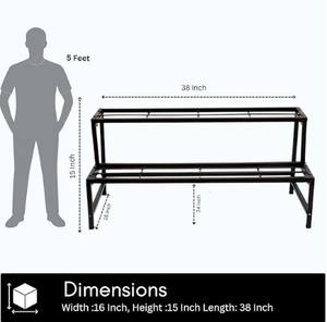 Support de plantes en métal robuste à 2 niveaux pour l'intérieur et l'extérieur, support de pot de fleurs pour balcon, support de plantes en escalier pour jardin - Product Image 2