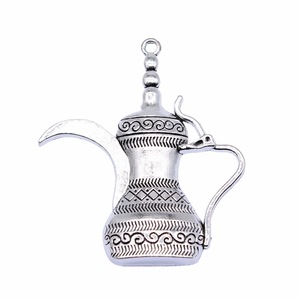 Pendentif Dallah en alliage de zinc argenté antique 46x41mm, motif cafetière arabe, avec boucle unique, pour calendrier de l'<span class=keywords><strong>Avent</strong></span> du Ramadan et artisanat - Product Image 4