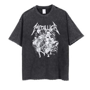 T-shirt Homme Col V Oversize Noir Délavé à l'Acide 100% Coton, Manches Courtes Amples, Personnalisable avec Logo, Qualité Supérieure, Style Vintage - Product Image 1