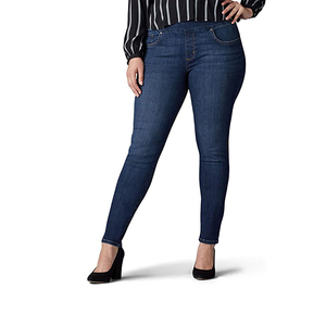 Pantalons en denim de coton pour femmes avec logo personnalisé, coupe droite, fabrication OEM ODM, vente en gros, usine, collection premium, denim pour femmes - Product Image 4