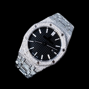 Luxury custom Fully Iced Out Diamond <b>Black</b> Dial <b>Watch</b> <b>Man's</b> Stainless Steel Numeral Wrist Moissanite Diamond Classic <b>Watch</b> - Product Image 3