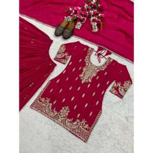 Ensemble de vêtements de fête pour femmes, haut, sharara, palazzo, dupatta - Product Image 3