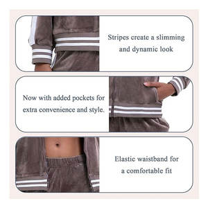 Conjunto Deportivo de Terciopelo para Mujer, 2 Piezas, Chaqueta con Cierre y Pantalones Jogger con Bolsillos, Corte Holgado, Ropa Deportiva Suave e Informal - Product Image 4