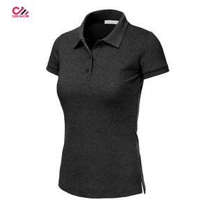 Polo à manches courtes pour femme avec logo brodé sur le devant, style décontracté, 100% polyester tissé et respirant - Product Image 3