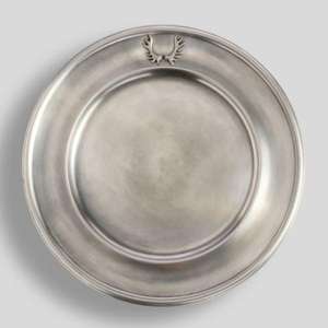 Assiette de service ronde en étain antique, 12'' 13'', pour la restauration et les restaurants - Product Image 3