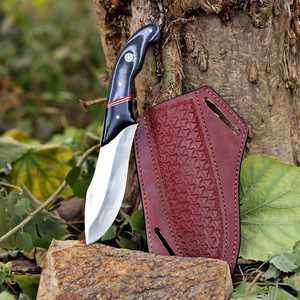 Drop Point Skinner Knife Stainless Steel Blade Micarta Handle Red Leather Sheath Outdoor Use - Product Image 1