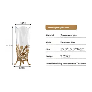 Vase à fleurs décoratif en fer doré gravé, design côtier, pour table, écologique, décoration de luxe pour la maison, pour Noël ZAHID - Product Image 2