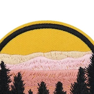 Circular Embroidered <b>Patch</b> Desert Landscape Sun Mountains Iron-On Fabric <b>Applique</b> Gift - Product Image 5